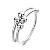 Anillo Giratorio de Plata Tailandesa para la Ansiedad Anillo para el Dedo Índice Multi-Círculo Cuentas de Transferencia Auspicioso Transferencia Moda Coreana Regalo para Novia