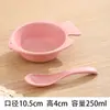 Tigela de Lanche de Palha de Trigo Japonesa para Crianças Louça de Bebê Tigela de Alimentação Antiderrapante Desenho Animado Coruja Fofa Tigela com Colher