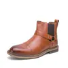 Botas Chelsea de cuero para hombre estilo retro con punta fina, zapatos de cuero de caña alta a la moda, botines con cremallera estilo británico, botas para peluquero
