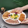 Bandeja Redonda Plástica Dividida de Cinco Compartimentos con Forma de Flor para Dulces, Frutas Secas, Snacks, Frutas, Almacenamiento de Frutos Secos