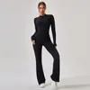 Mono Deportivo de Manga Larga con Cremallera para Mujer, Estilo Nude, Mono Deportivo de una Pieza Acampanado, Ropa Deportiva Ajustada para Mujer