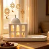 MM3D004-017 Ornamento de castiçal luminoso do Oriente Médio transfronteiriço, luz de velas em tons quentes, cria um ambiente atmosférico, decoração de mesa