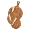 Plato de pizza de madera para el hogar, plato de cena de madera maciza, producto nuevo transfronterizo, tabla de cortar pan de queso redonda de madera de acacia con mango