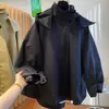Talla Extra Moda Retro Estilo Extranjero Diseño Tipo Capa Nicho Holgada Casual Con Capucha Chaqueta Cortavientos para Mujer Primavera y Otoño