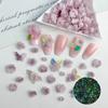 Bolsa de material para uñas con flores de simulación, venta al por mayor, con explosiones luminosas en vivo, nubes y rosas moradas.