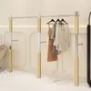 Estante de Exhibición para Tienda de Ropa Estante Creativo de Madera Acero Inoxidable Montado en Pared Colgador de Ropa Montado en Pared Perchero de Ropa de Pie