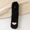 Calcetines de media pantorrilla de terciopelo coral para mujer, calcetines cálidos de media pantorrilla con garra de gato y diseño de gato, calcetines gruesos de caricatura para dormir al por mayor