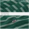 Traje Simples e Casual Estilo Coreano com Listras Verdes Contrastantes, Camiseta Casual Retro Solta de Manga Longa para Homens e Mulheres, Top de Outono