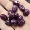 Contas Soltas de Jade Seis Lados Verde Seco Púrpura, Rocha de Quartzo Púrpura, Contas Multifacetadas Facetadas, Contas Cilindricas, Contas para Acessórios de Joalheria
