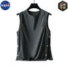 Co-branded Nasa Colete Sem Mangas 100% Algodão Masculino Americano para Corrida Esportiva Top com Botões Camiseta Roupa de Trabalho para Basquete