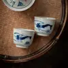 Taza Pequeña de Té Verde Antiguo Moji Azul y Flores Camarón Pintado a Mano Divertido Hogar Té Taza Individual Una Taza Taza de Té Cerámica