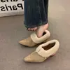 Zapatos de algodón estilo Birkenstock que aumentan la altura 2026 Invierno Mocasines de tacón alto Mocasines de felpa