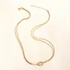 Cadena de hueso de serpiente de acero inoxidable europea y americana, collar clásico versátil de doble capa para la clavícula, joyería de acero de titanio que no se decolora