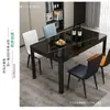 Juego de mesa y sillas de comedor moderno y minimalista, apto para apartamentos pequeños, para 4 o 6 personas, mesa de comedor rectangular con tablero de vidrio templado