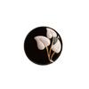 Brincos Elegantes Estilo Francês Vintage em Esmalte Floral Preto e Branco com Pino de Prata 925, Broche Antigo, Brincos Estilo Retrô