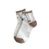 Calcetines finos de primavera y verano, color marrón, con estampado de oso de dibujos animados, calcetines de personalidad, calcetines de canalé huecos, calcetines japoneses Zhuji