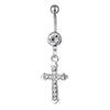 Joyería de perforación de venta caliente de productos básicos transfronterizos acero inoxidable clavo diamante colgante de cruz ombligo anillo para el ombligo