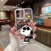 Funda de Teléfono Transparente Snoopy Estilo Cool Americano Compatible con iPhone 18 PM Gafas de Sol Patrón de Cachorro Funda Protectora de Comercio Exterior