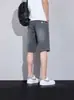 Shorts Jeans de Lyocell Tencel Finos de Verão para Homens, Marca da Moda Soltos Retos de Seda Gelada Casuais de Comprimento Médio