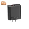 Cargador AC multi-puerto de carcasa 360W, adaptador de corriente 5V 3A, cargador de teléfono móvil de carga rápida PD 20W + QC 3.0
