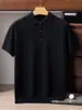 Nuevo modelo de otoño 100% cachemir puro para hombre, polo de manga corta con cuello, tejido suave, top casual de negocios ligero