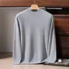Suéter 100% cachemir puro para hombre, suéter de punto liso con cuello semi-alto, suéter de negocios de lujo ligero, nueva camiseta térmica cálida