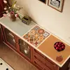 Tapete de Mesa Estilo Retro Americano para Aparador, Tapete Resistente ao Calor, Decoração de Gabinete de Entrada Resistente a Altas Temperaturas, Toalha de Mesa à Prova de Poeira, Tapete de Proteção para Bancada