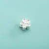 Contas espaçadoras de prata pura S999 com pequenas flores, trevos de quatro folhas, corações e flores de lótus, contas soltas para pulseiras, acessórios de prata