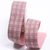 Cinta de Tartán de Ante de Doble Raya Moño Hecho a Mano DIY Accesorios para el Cabello de Niños Empaque de Regalo Cinta Cuadriculada Bloqueada por Color