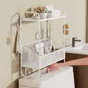 Prateleira de Banheiro Porta-Papel Higiênico para Cima do Vaso Sanitário Prateleira de Armazenamento de Produtos de Higiene e Cuidados para Banheiro e Vaso Sanitário Sem Furos