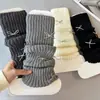Meias Cobertura Femininas para Outono e Inverno, Novo Estilo Jk com Laço, Estilo Japonês Lolita, Meias de Tricô Y2K Cinza até o Joelho Estilo Despojado