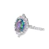 Anillo de dama de cuatro garras con circonita de colores incrustada, el más vendido, anillo de propuesta para pareja r7482