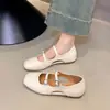 Zapatos Mary Jane poco profundos para mujer 2026, nuevos, para aumentar la altura, huecos, punta redonda, plateados, casuales, versátiles, con doble hebilla