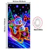Tela colgante fluorescente de Navidad Papá Noel renos muñeco de nieve cachorro bandera de tela neón decoración de fiesta navideña transfronterizo