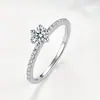 Anillo de Plata de Ley S925 de Lujo con Diseño de Nicho y Moissanita Color D para Mujer, Anillo de Banda de Compromiso Brillante, Hecho a Medida por el Fabricante