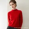 Suéter de cuello semialto 100% cachemir, liso sin costuras, color sólido, versátil, ajuste ceñido, jersey de punto de manga larga