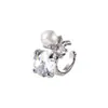 Celebridad de Internet Explosivo Super Brillantes Pendientes de Perla y Circonita Lujo Ligero Nicho Moda de Alta Gama Elegante Pin para Cartílago de la Oreja para Mujeres