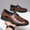 Zapatos de Cuero Calados para Hombre, Zapatos de Cuero Transpirables para Verano, Zapatos Slip-On Frescos de Punta Redonda y Suela Fina, Zapatos Ligeros para Conducir para Hombre