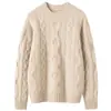Suéter de cachemira de punto trenzado con cuello redondo, nueva camiseta básica gruesa de otoño e invierno para mujer, estilo suave, color liso, suéter cálido