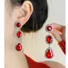 Aretes largos de cristal rojo collar diseño de nicho retro exagerado lujo ligero exquisitos elegantes aretes de socialité