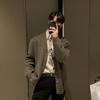 Suéter de Moda Nuevo de Otoño e Invierno Combinable Estilo Coreano Estilo Relajado Abrigo Cárdigan Suéter Casual Simple a la Moda