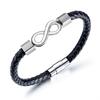 Pulsera de cuero con símbolo ilimitado simple para hombre, nueva moda transfronteriza europea y americana, pulsera de 8 palabras, venta al por mayor de fábrica