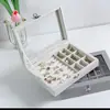 Grande capacidade flanela joias exibir joias caixa de armazenamento brincos brincos anel caixa de armazenamento avançado sensor caixa à prova de poeira
