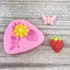 Molde de Silicona para Pastel de Mariposa, Fresa y Flor, Pastelería Occidental DIY, Herramientas de Silicona para Hornear, Molde para Chocolate y Fondant
