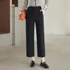 Calça Cropped Afunilada Feminina para o Trabalho Outono 2026 Nova Cintura Alta Emagrecedora Estilo Terno Altura Petite Valoriza a Altura Perna Reta Tendência