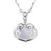 Collar de plata esterlina 925 con cierre de seguridad incrustado de diamantes, calcedonia blanca, moda simple para mujer, exquisita cadena de clavícula con candado de longevidad N0390