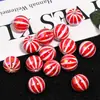 Acessórios para Joias Artesanais DIY de Natal Contas de Abóbora Listradas Vermelho e Branco Coloridas com Galvanoplastia UV Contas de Fio Contas Soltas