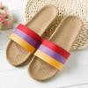 Pantuflas de lino para parejas, para interiores, de madera, antideslizantes, de suela gruesa, para hombres y mujeres, de verano, venta al por mayor