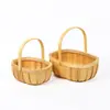 Cesta tejida a mano para picnics, cesta para frutas y flores, cesta de madera pastoral estilo japonés, cesta de huevos posparto