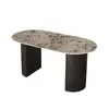 Encimera de Isla de Piedra Sinterizada Mesa de Comedor Minimalista Moderna Lujo Ligero para Hogares Pequeños y Grandes Mesa de Comedor Ovalada Francesa Blanco Bulgari